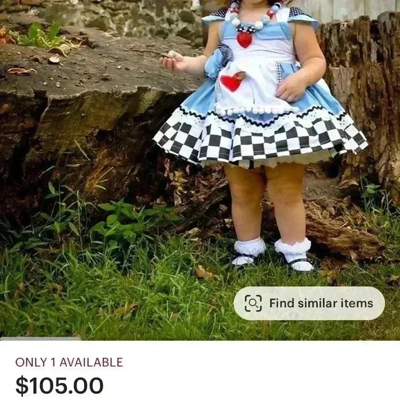 Alice in Wonderland Girls Dress, Alice in Wonderland Birthday Outfit,Alice Dress - Picture 12 of 13